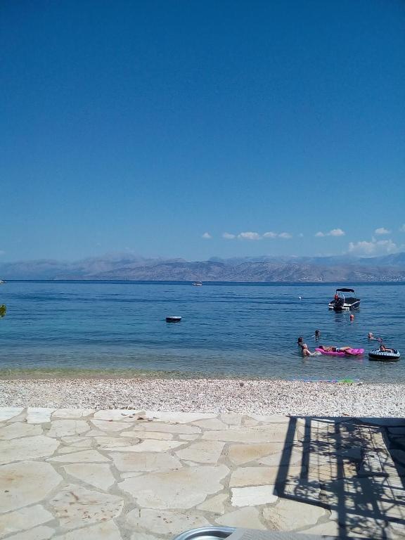 Eva apartments, Kassiopi, Imerolia, Imerolia Beach in front of the apartments yard 1